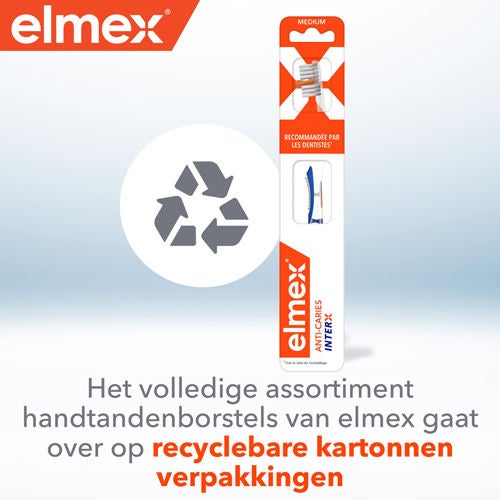 Het volledige assortiment handtandenborstels van elmex gaat over op recyclebare kartonnen verpakkingen