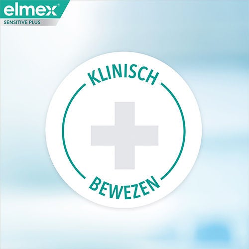Klinisch bewezen zegel van Elmex Sensitive Plus voor gegarandeerde effectiviteit in mondverzorging.